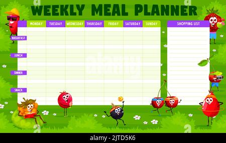 meal plan for the week vector. green menu options for the week ...