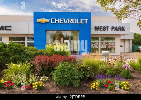 The West Park Motors car dealership building in Altona, Manitoba, Canada.