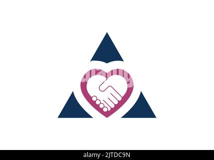 Heart Hand Shake Triangle Care Helping Services Logo Design Template Health Care Services Stock Vector