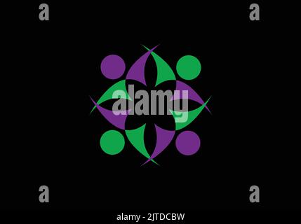 Holding Hands Community Logo Template Design Human Head Community Logo Stock Vector