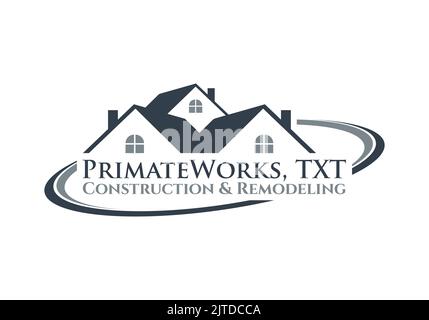 Primate Works Real Estate Construction and Remodelling Logo Design Template Stock Vector