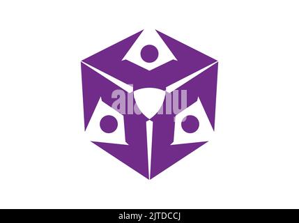 Holding Hands Community Logo Template Design Human Head Community Logo Stock Vector