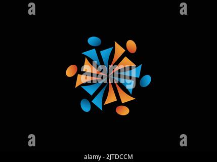 Holding Hands Community Logo Template Design Human Head Community Logo Stock Vector