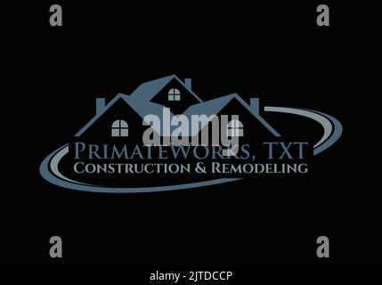 Primate Works Real Estate Construction and Remodelling Logo Design Template Stock Vector