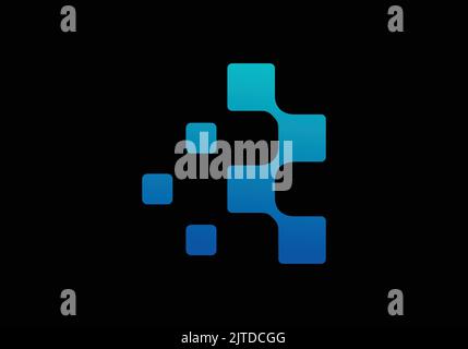Pixel IT Technology Logo Design Template Blocks Logo Stock Vector