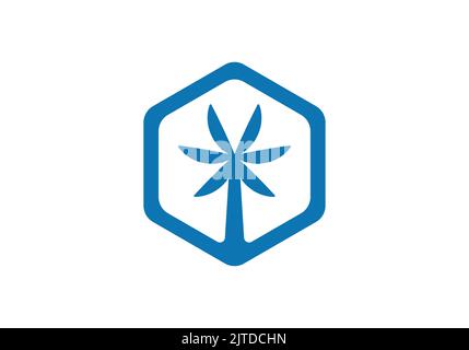 Water Frozen Plam Tree Sea Beach Relax Logo Design Template Stock Vector