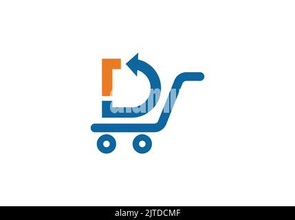 RD Shopping Bag Cart Basket rd Initial Monogram Letter r d Logo Design Vector Template Letter RD Logo Design Stock Vector