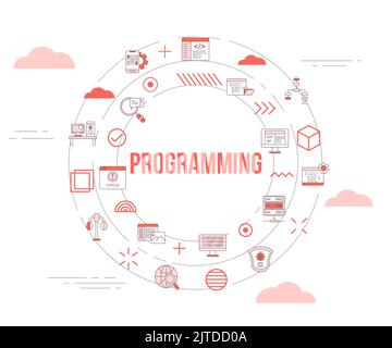 algorithm concept with icon set template banner with modern blue color ...