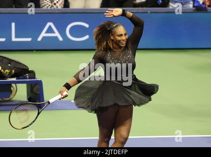 New York, United States - 30/08/2022, Serena Williams of USA celebrates her first round victory during day 1 of the US Open 2022, 4th Grand Slam tennis tournament of the season on August 29, 2022 at USTA National Tennis Center in New York, United States - Photo Jean Catuffe / DPPI Stock Photo