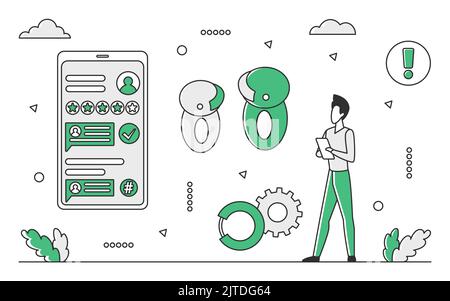 Robot smartphone app. Chatbot mobile, artificial intelligence vector monocolor illustration Stock Vector