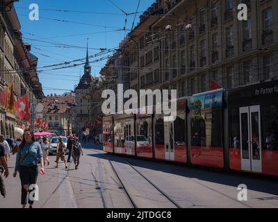 Modern tram in Bern in a summer day Stock Photo - Alamy