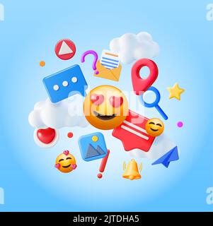 3D Social Media Concept Isolated. Stock Vector