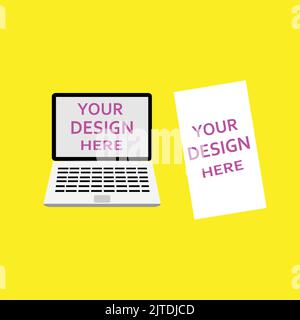 Laptop icon sticker design technology colorful background Stock Vector