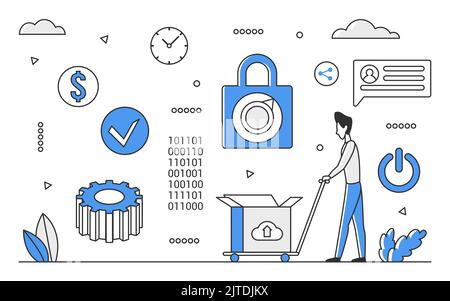 Software code testing. Quality assurance engineer, test cases vector monocolor illustration Stock Vector