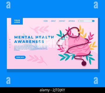 world mental health day landing page concept template Stock Vector