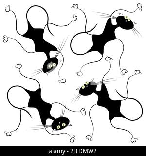 Black cats on a white background. Vector illustration. Stock Vector