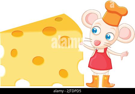 A cute rat with big cheese illustration Stock Vector