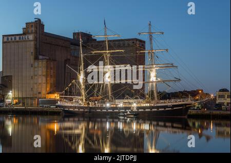 Cork City, Cork, Ireland. 30th August, 2022.Built in 1896 the French tallship Balem berthed at Kennedy Quay in Cork, Ireland.  - Credit; David Creedon / Alamy Live News Stock Photo