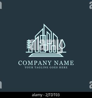 luxury real estate logo design vector with monogram geometric shape, best for building, construction logo illustration Stock Vector