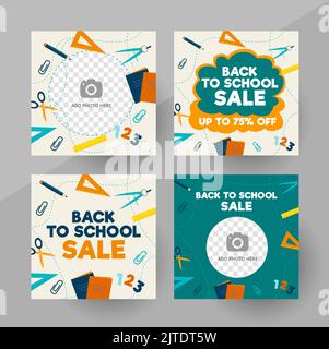Social media back to school sale post template, editable social media post. Background for social media back to school sale post design. Vector illustration. Stock Vector