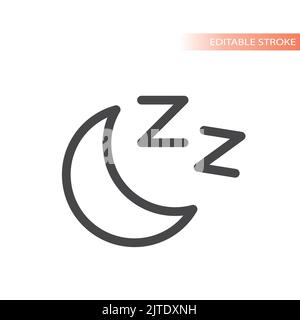 Night sleep line vector icon. Moon and the letter z outlined symbol. Stock Vector