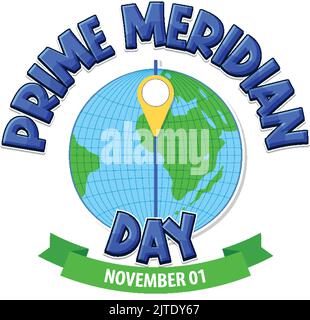 Prime Meridian Day Logo Concept illustration Stock Vector