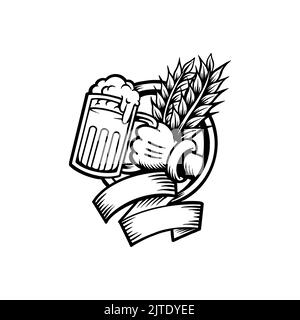 Cartoon Beer Glass Mascot Silhouette Vector illustrations for your work Logo, mascot merchandise t-shirt, stickers and Label designs, poster, greeting Stock Photo
