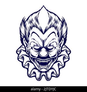 Clown Creepy Head Silhouette Vector illustrations for your work Logo, mascot merchandise t-shirt, stickers and Label designs, poster, greeting cards Stock Photo