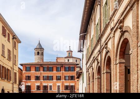 A glimpse of the Piazza Fanti square, in the historic center of Città di Castello, Perugia, Italy Stock Photo