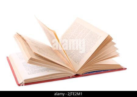 Open vintage book isolated on white background Stock Photo