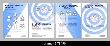 Student mental wellness and wellbeing blue gradient brochure template Stock Vector