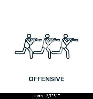 Offensive icon. Line simple line War icon for templates, web design and infographics Stock Vector