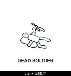Dead Soldier icon. Line simple line War icon for templates, web design and infographics Stock Vector