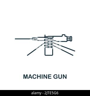 Machine Gun icon. Line simple line Weapon icon for templates, web design and infographics Stock Vector
