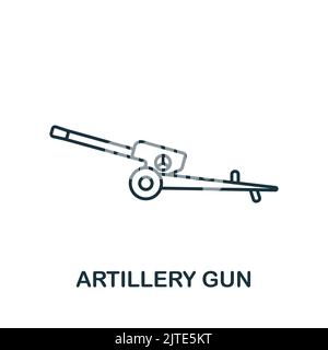 Artillery Gun icon. Line simple line Weapon icon for templates, web design and infographics Stock Vector