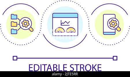 Automated data analysis loop concept icon Stock Vector