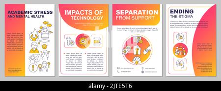 Academic pressure through e-learning red gradient brochure template Stock Vector