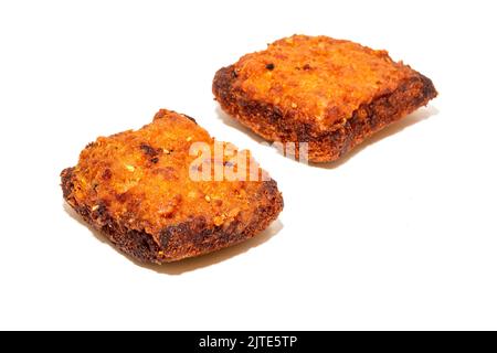 Chinese shrimp toast on a white background Stock Photo