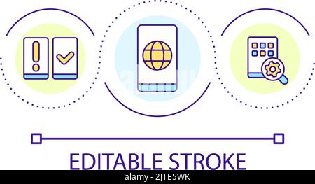 Internet browser for smartphone loop concept icon Stock Vector