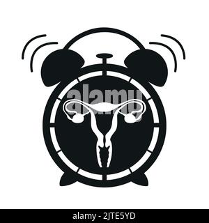 female reproductive system women uterus in the ringing alarm clock Stock Vector