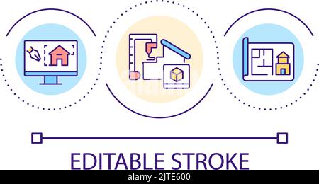 Software for architectural projects loop concept icon Stock Vector