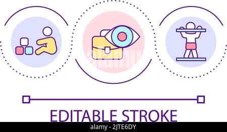 Combine childcare and work loop concept icon Stock Vector