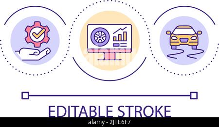 Wheel quality studying loop concept icon Stock Vector