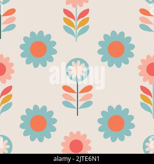 Retro flowers seamless pattern Stock Vector