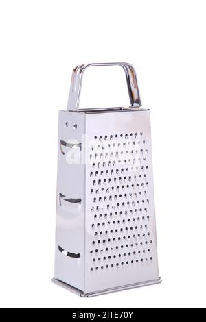 Metal grater and carrot on white background Stock Photo - Alamy