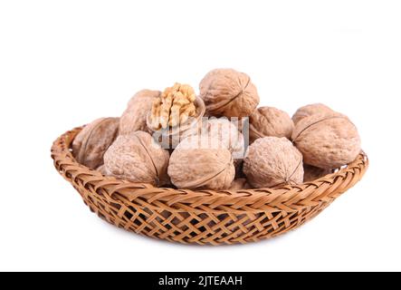 Fresh walnuts in closeup isolated on white background Stock Photo