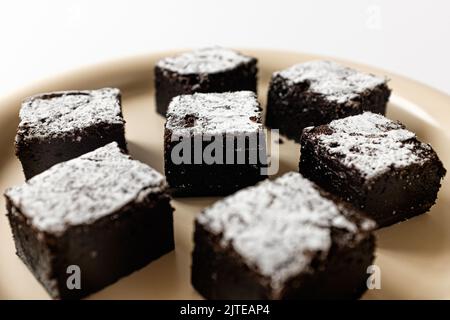 Chocolate brownies on a white background Stock Photo