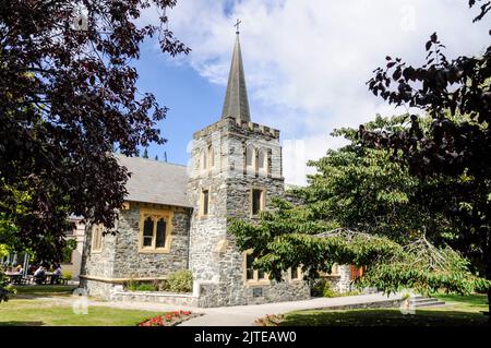 St.Peter's Anglican Church in Queenstown in Otago, a southeastern region on the South Island of New Zealand. Stock Photo