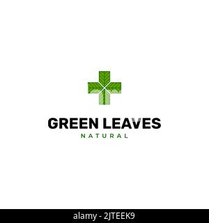 Medical eco logo icon design template with cross and plus. Vector sign. Vector Formats Stock Vector