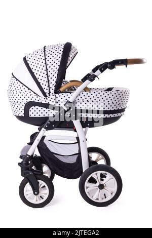 Modern baby stroller with bassinet and car seat isolated on a white background Stock Photo